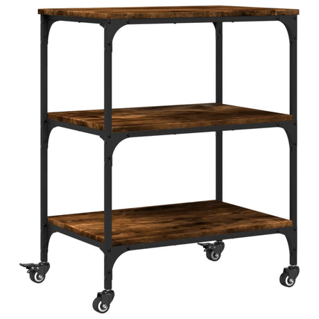 Vidaxl keukentrolley 60x41x76 cm bewerkt hout gerookt eikenkleurig