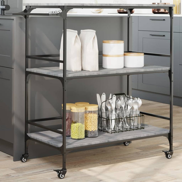 Vidaxl keukentrolley 100,5x50x105 cm grijs sonoma eikenkleur