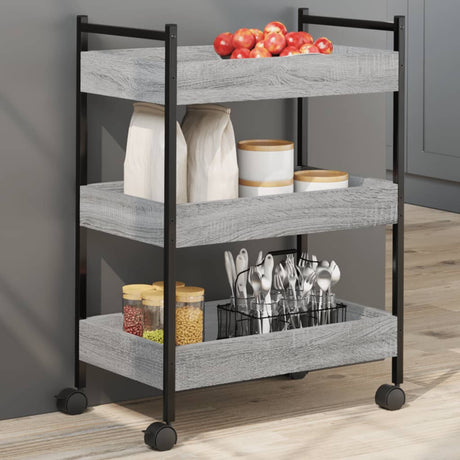Vidaxl keukentrolley 50x30x70 cm bewerkt hout grijs sonoma eikenkleur