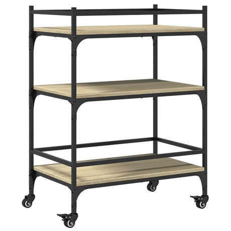 Vidaxl keukentrolley 65x40x86,5 cm bewerkt hout sonoma eikenkleurig