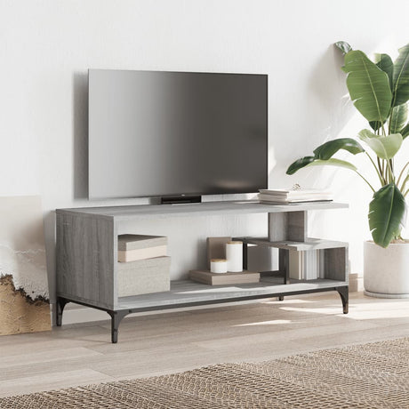 Vidaxl tv-meubel 102x40x41 cm hout en gepoedercoat staal grijs sonoma