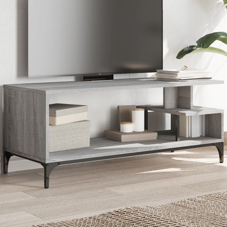 Vidaxl tv-meubel 102x40x41 cm hout en gepoedercoat staal grijs sonoma