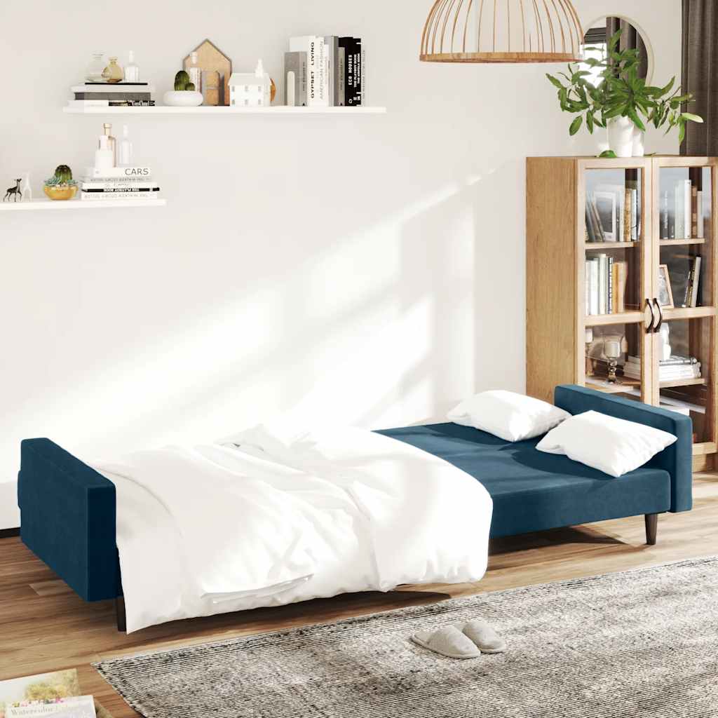 Vidaxl slaapbank 2-zits fluweel blauw