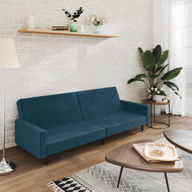 Vidaxl slaapbank 2-zits fluweel blauw