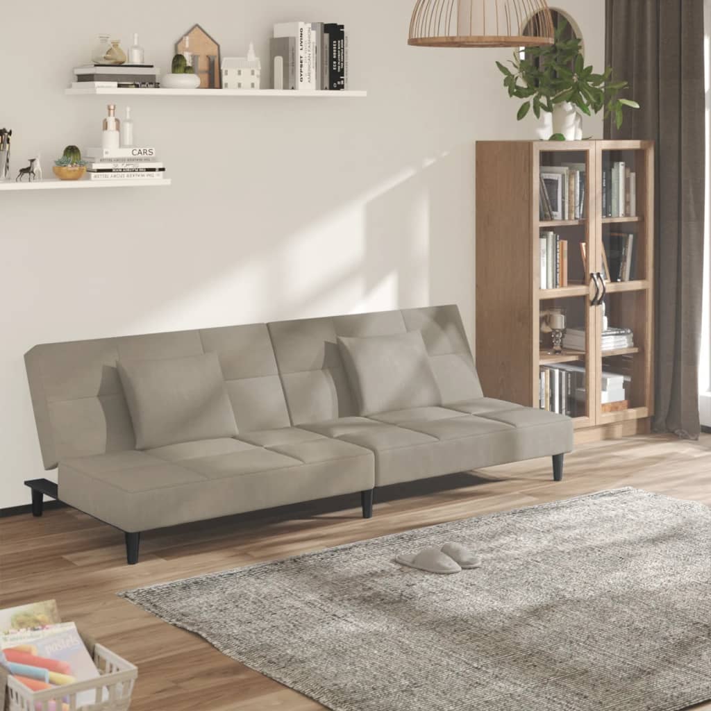 Vidaxl slaapbank 2-zits met 2 kussens fluweel lichtgrijs