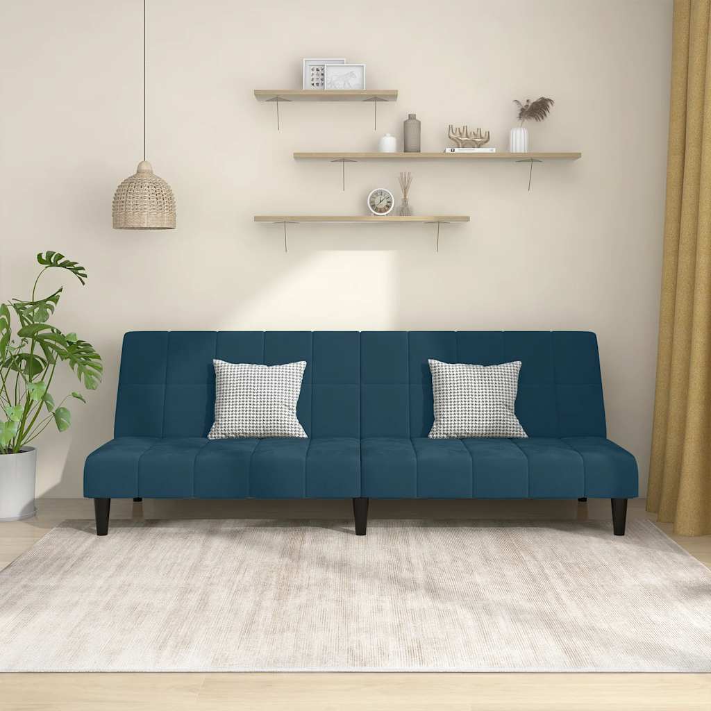 Vidaxl slaapbank 2-zits fluweel blauw
