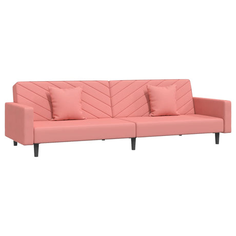 Vidaxl slaapbank 2-zits met 2 kussens fluweel roze