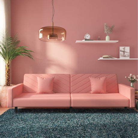 Vidaxl slaapbank 2-zits met 2 kussens fluweel roze