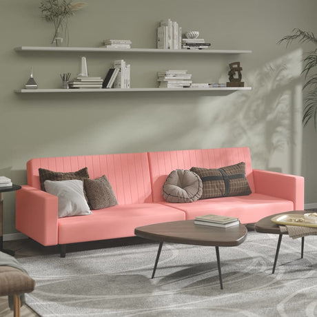 Vidaxl slaapbank 2-zits fluweel roze