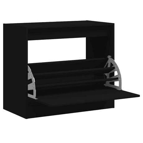 Szafka na buty Vidaxx 80x42x69 cm wykończona drewnem w kolorze czarnym