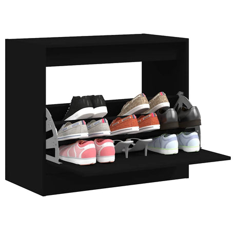 Szafka na buty Vidaxx 80x42x69 cm wykończona drewnem w kolorze czarnym