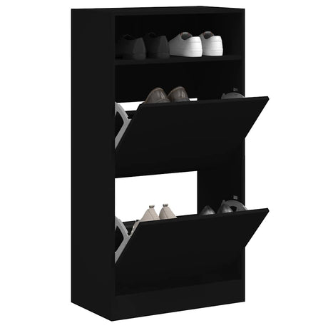 Szafka na buty Vidaxx 60x34x116 cm wykończona drewnem w kolorze czarnym