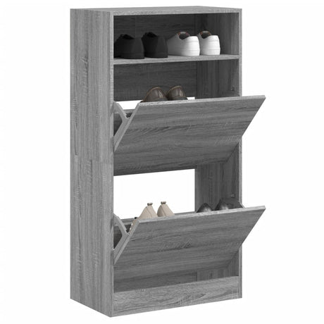 Szafka na buty Vidaxx 60x34x116 cm z drewna konstrukcyjnego w kolorze szarym, dąb sonoma