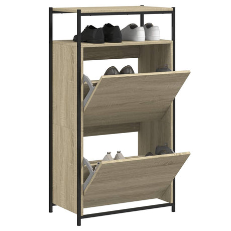 Szafka na buty VidaXL 60x34x112 cm z drewna konstrukcyjnego w kolorze dębu sonoma