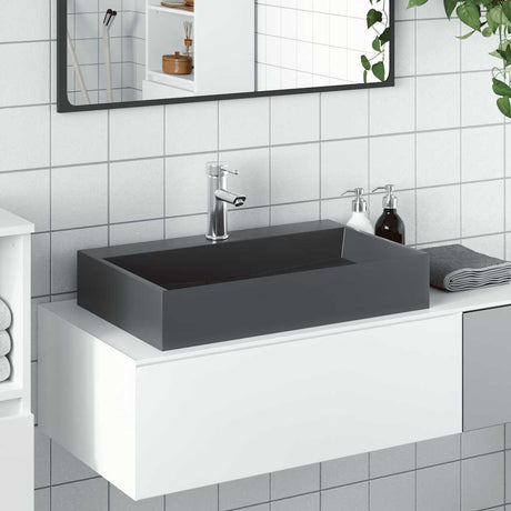 Umywalka Vidaxx 60x38x11 cm z odlewu mineralnego, marmuru w kolorze antracytowym