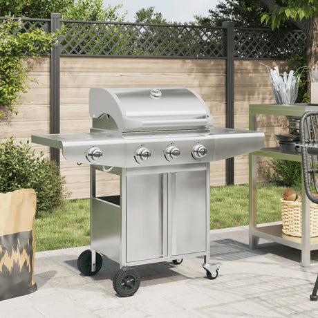 Grill gazowy Vidaxl z 4 palnikami ze stali nierdzewnej w kolorze srebrnym