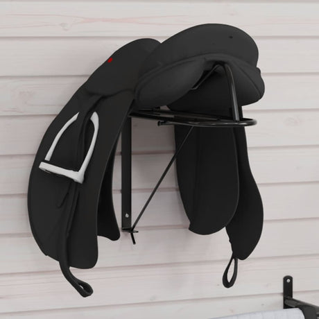 Składany stojak na siodło VidaXL, montowany na ścianie, żelazny, czarny