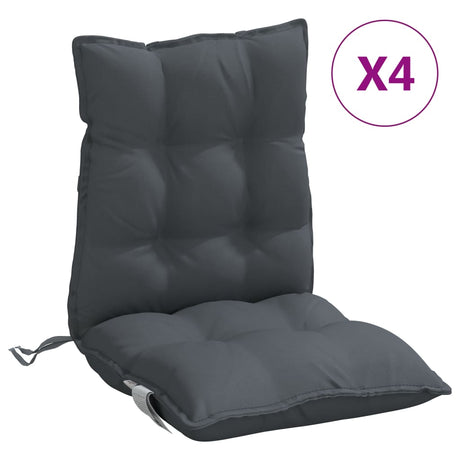 VidaXL Poduszki na krzesła, 4 szt., z niskim oparciem, z tkaniny oxford, antracytowe