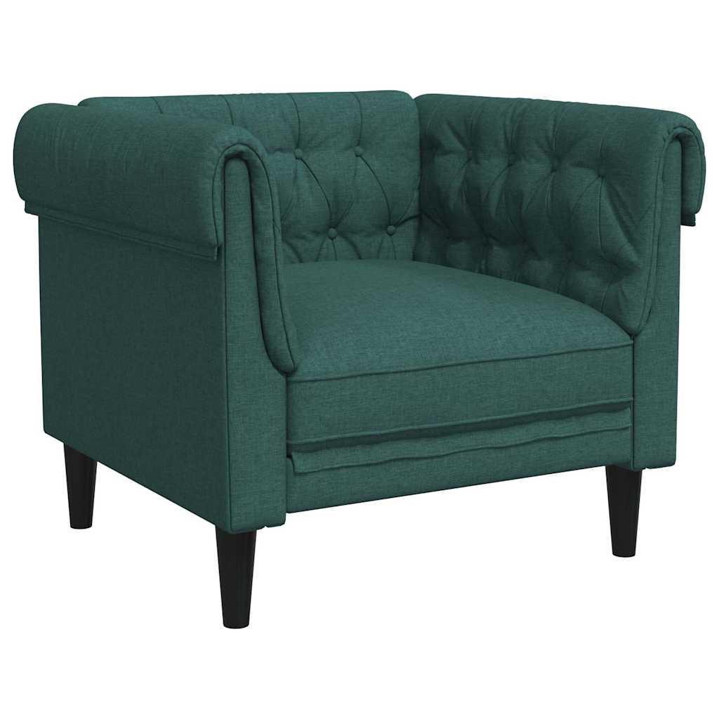 Vidaxl fauteuil chesterfield-stijl stof donkergroen