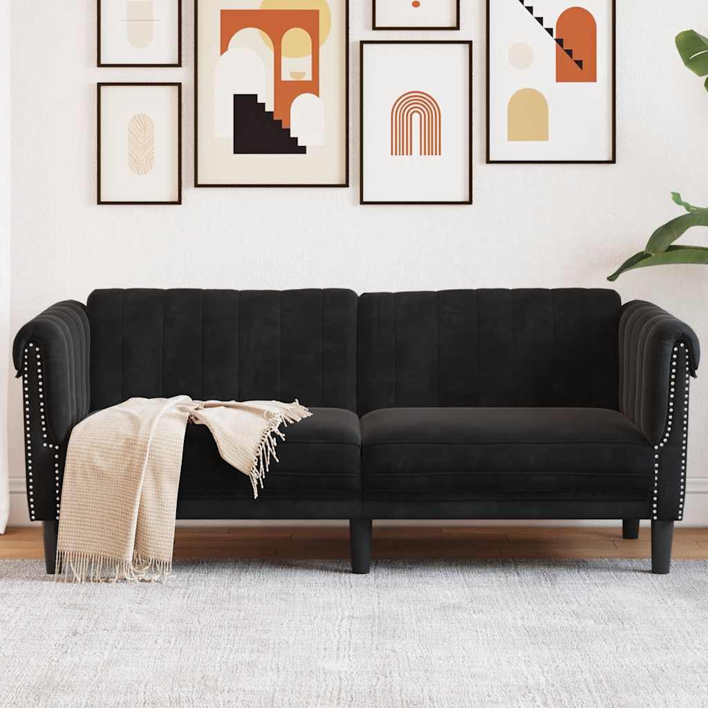 Vidaxl 2-zitsbank fluweel zwart