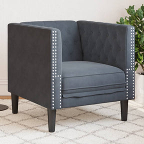 Vidaxl fauteuil chesterfield-stijl fluweel donkergrijs