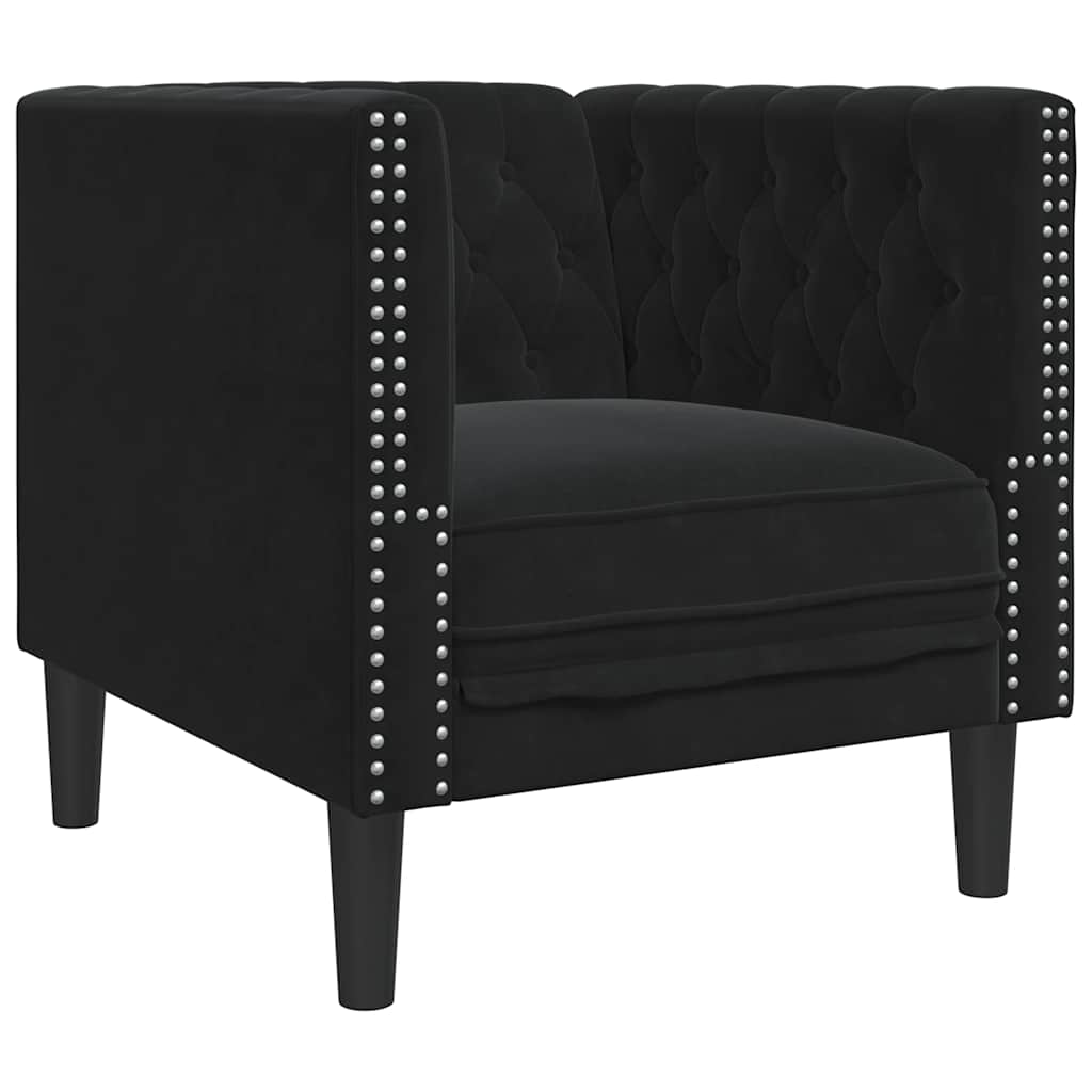 Vidaxl fauteuil chesterfield-stijl fluweel zwart