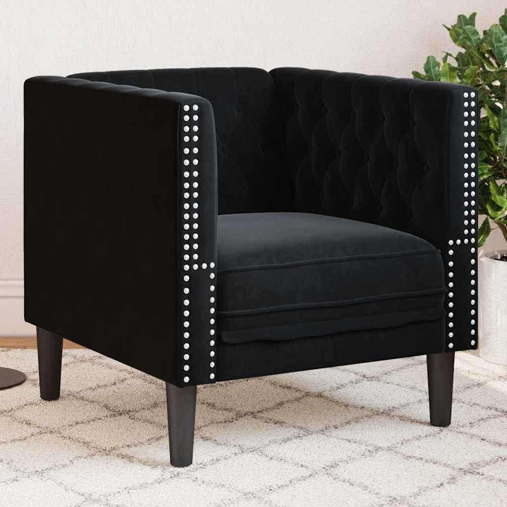 Vidaxl fauteuil chesterfield-stijl fluweel zwart