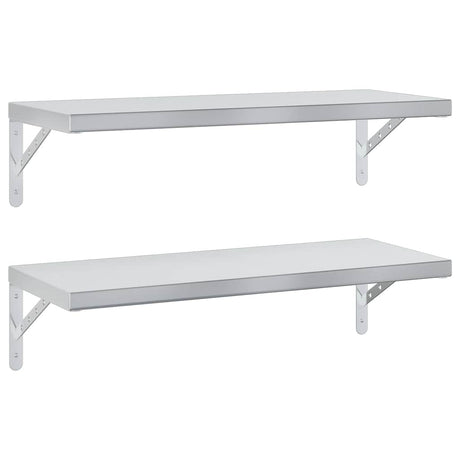 Vidaxl wandschappen 2 st 75x30 cm roestvrijstaal zilverkleurig