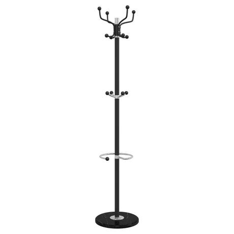 Wieszak na ubrania VidaXL z uchwytem na parasol 180 cm, żelazny, malowany proszkowo, czarny