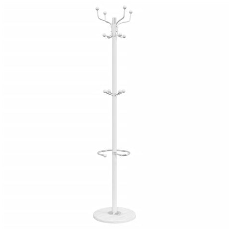 VidaXL wieszak na ubrania z uchwytem na parasol 180 cm, malowany proszkowo, żelazny biały