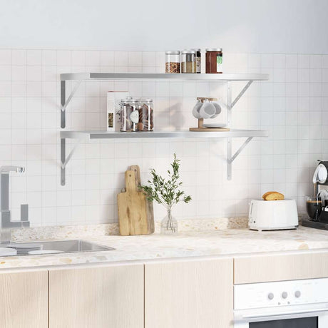 Vidaxl wandschappen 2 st 100x40 cm roestvrijstaal zilverkleurig