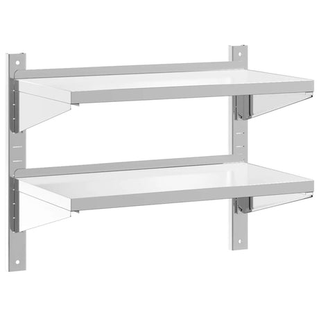 Vidaxl wandschap 2-laags 75x40x60 cm roestvrijstaal zilverkleurig
