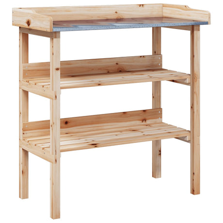 Stół na rośliny VidaXL z półkami 78x38x82,5 cm z litego drewna sosnowego