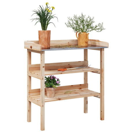 Stół na rośliny VidaXL z półkami 78x38x82,5 cm z litego drewna sosnowego
