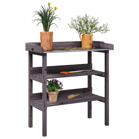 Stół na rośliny Vidaxx z półkami 78x38x82,5 cm, szare drewno sosnowe