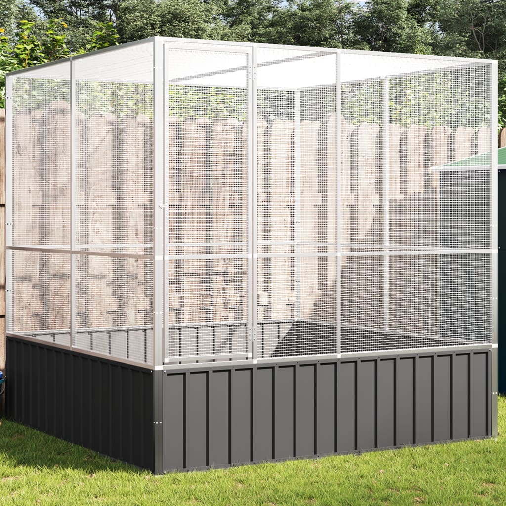 VidaXL Woliera 211x207x212 cm stal srebrna