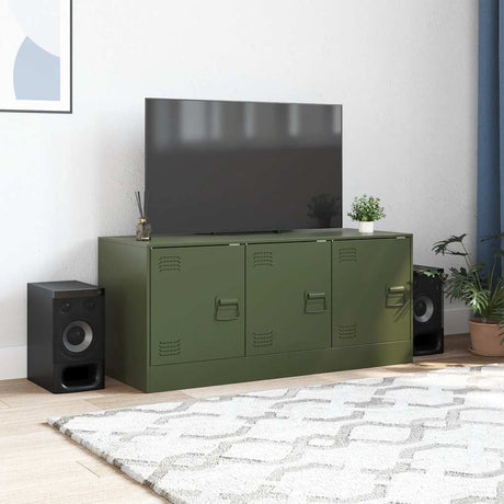 Vidaxl tv-meubel 99x39x44 cm staal olijfgroen