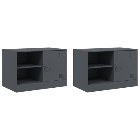 Vidaxl tv-meubelen 2 st 67x39x44 cm staal antracietkleurig