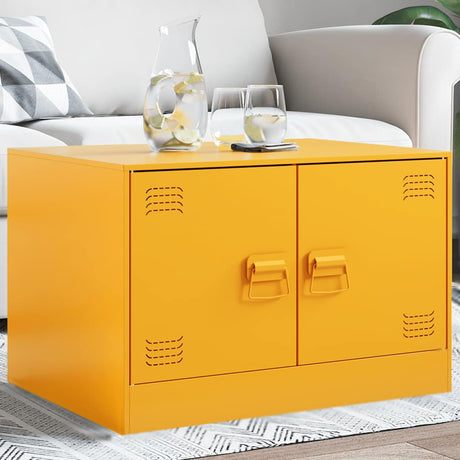 Vidaxl salontafel 67x50x44 cm staal geel
