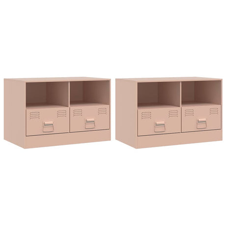 Vidaxl tv-meubelen 2 st 67x39x44 cm staal roze