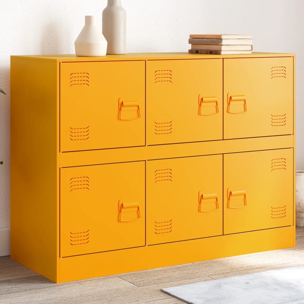 Vidaxl dressoir 99x39x73 cm staal mosterdgeel