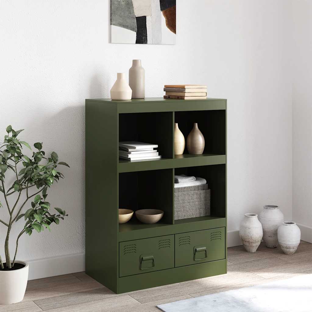 Vidaxl dressoir 67x39x95 cm staal olijfgroen