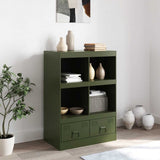 Vidaxl dressoir 67x39x95 cm staal olijfgroen