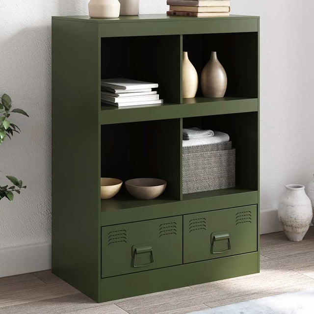 Vidaxl dressoir 67x39x95 cm staal olijfgroen