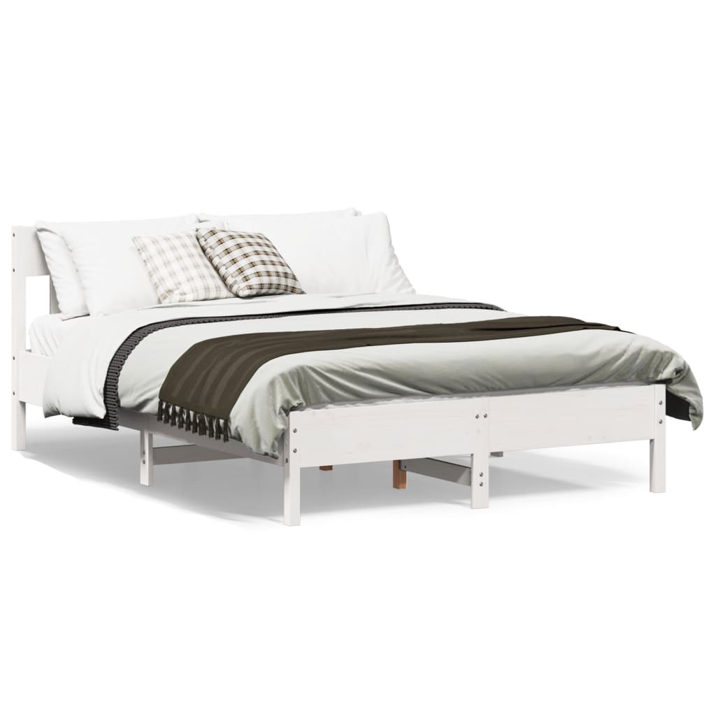 Vidaxl bedframe zonder matras massief grenenhout wit 150x200 cm