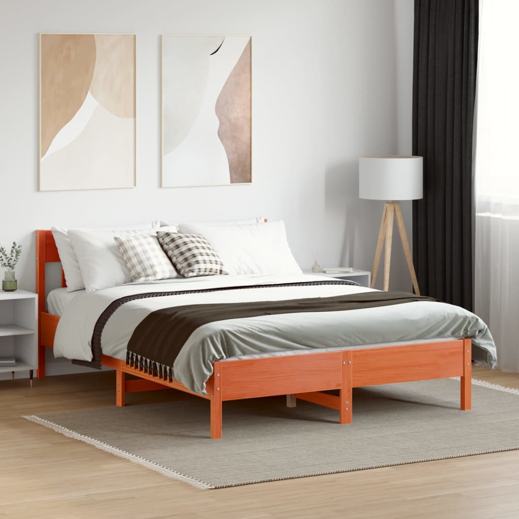 Vidaxl bedframe zonder matras massief grenenhout wasbruin 150x200 cm