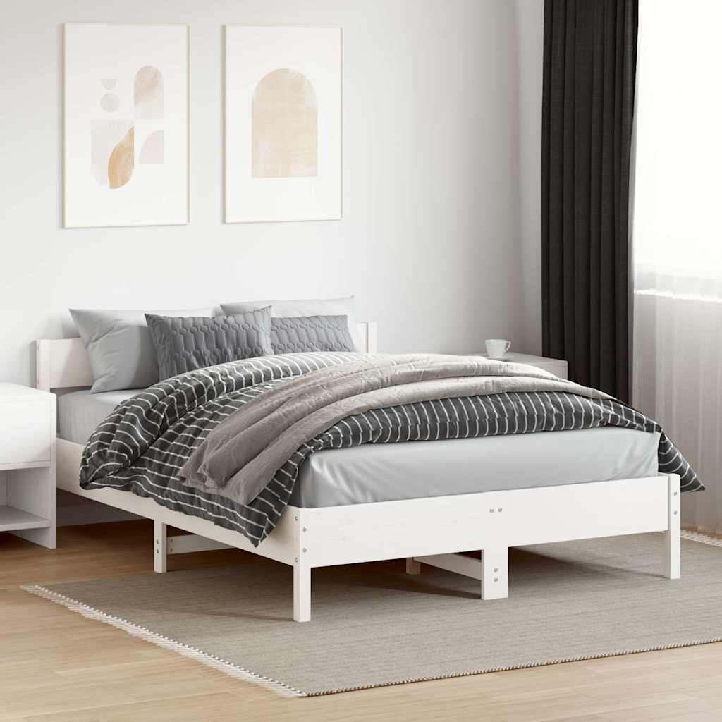 Vidaxl bedframe zonder matras massief grenenhout wit 140x200 cm