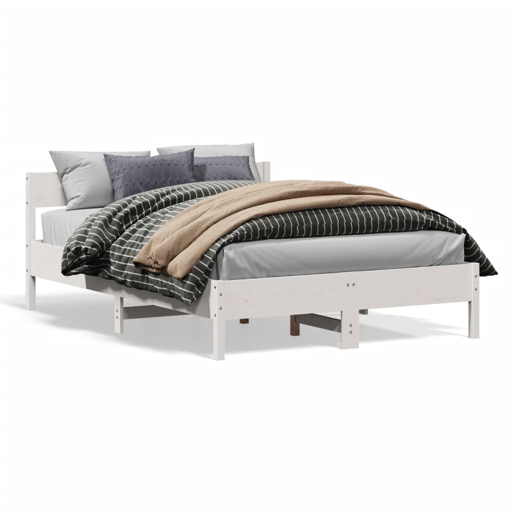 Vidaxl bedframe zonder matras massief grenenhout wit 140x190 cm