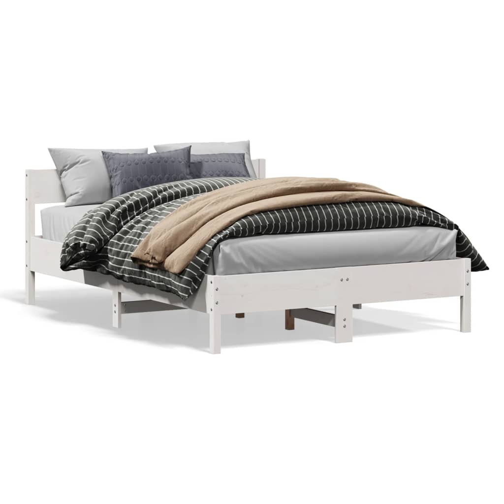 Vidaxl bedframe zonder matras massief grenenhout wit 135x190 cm