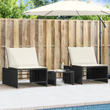 Vidaxl modulaire ligbedden 2 stuks met tafel zwart poly rattan